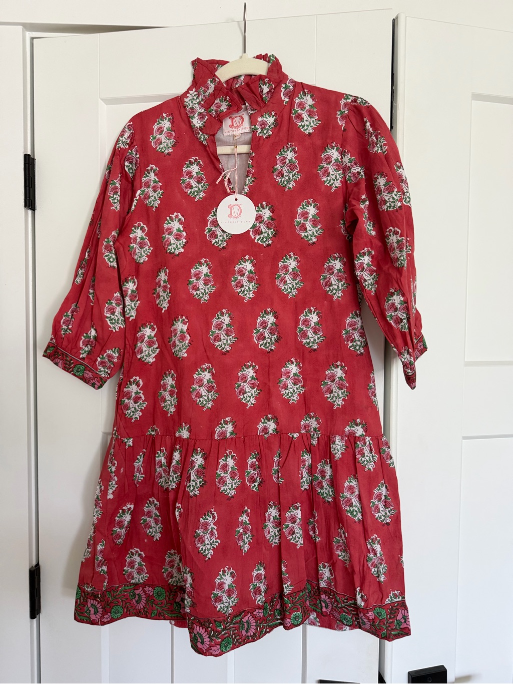 Victoria Dunn Burnt Red Floral Tiered Dress - Liliana